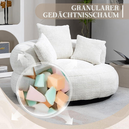 Lazy Sitzsack Sofa mit 3 Kissen – Beiges Lounger Möbel