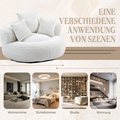 Lazy Sitzsack Sofa mit 3 Kissen – Beiges Lounger Möbel