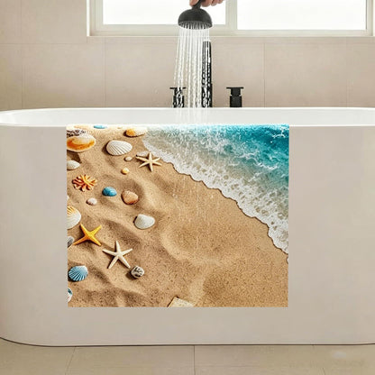 Rutschfeste Duschmatte 130x160cm mit Marinemuster & Ablaufloch