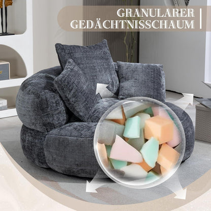 Lazy Sitzsack Sofa mit 3 Kissen – Grau