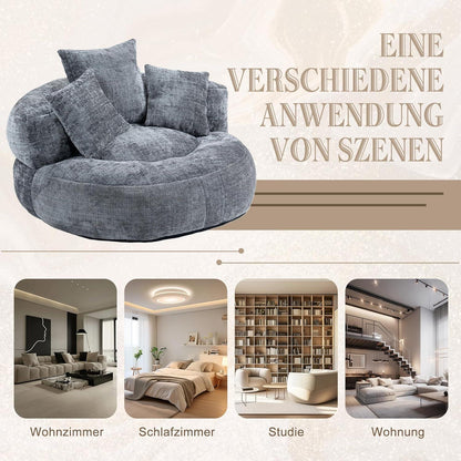Lazy Sitzsack Sofa mit 3 Kissen – Grau