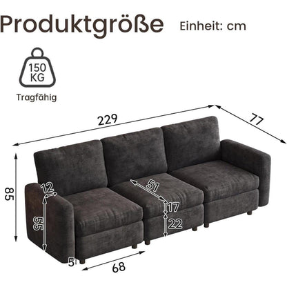 Modulares Sofa Dunkelgrau mit Schlaffunktion – Bequeme Eckcouch