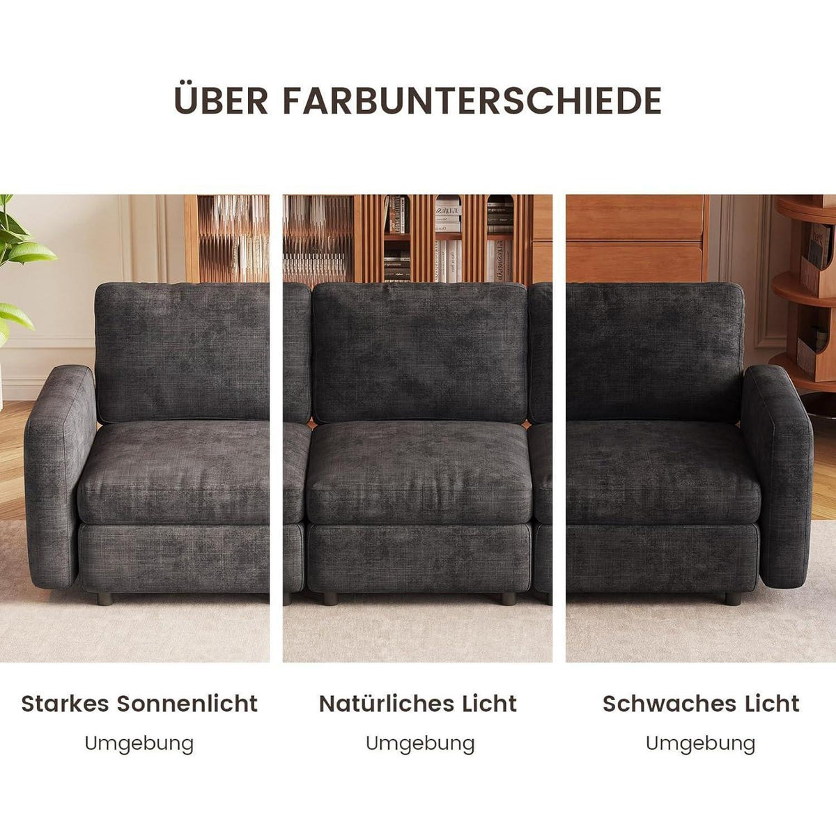 Modulares Sofa Dunkelgrau mit Schlaffunktion – Bequeme Eckcouch