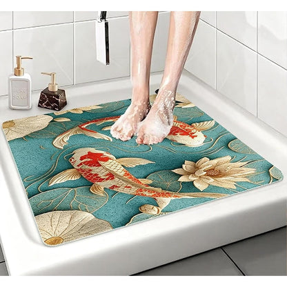 Rutschfeste Duschmatte 130x160cm mit Glücksfisch-Muster