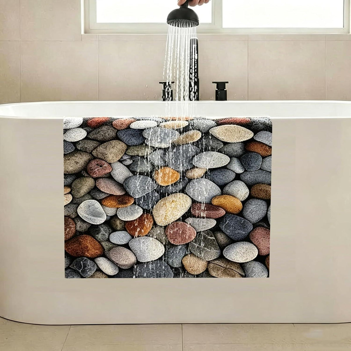 Rutschfeste Duschmatte Kieselmuster 150x160 cm – Antirutsch Duschteppich