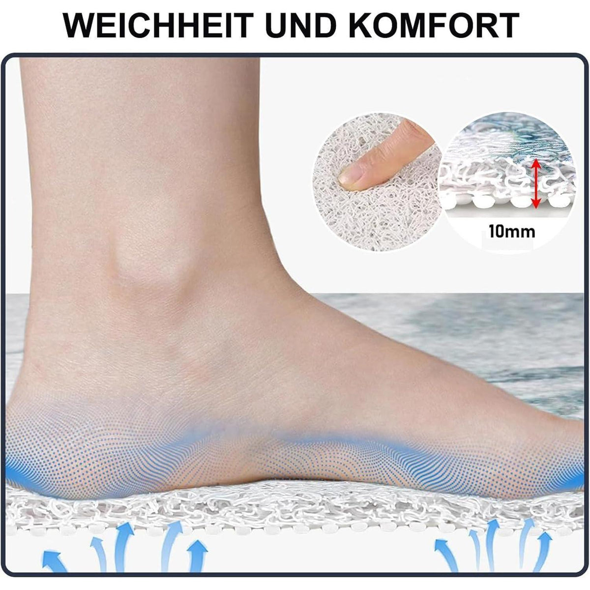 Rutschfeste Duschmatte 70x150 cm - Schnelltrocknend & Maßanpassbar