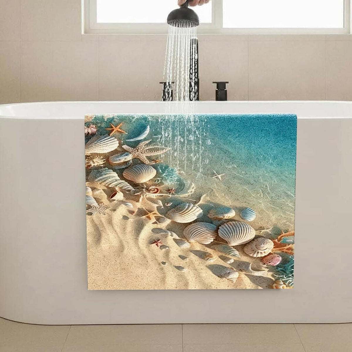 Rutschfeste Duschmatte 130x130 cm mit Muschelmuster