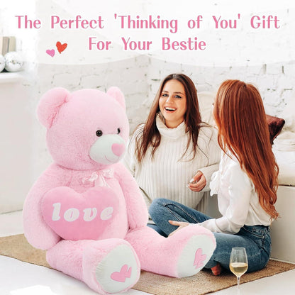 Riesiger 130cm Teddybär mit Herz – Kuscheliges Valentinstagsgeschenk