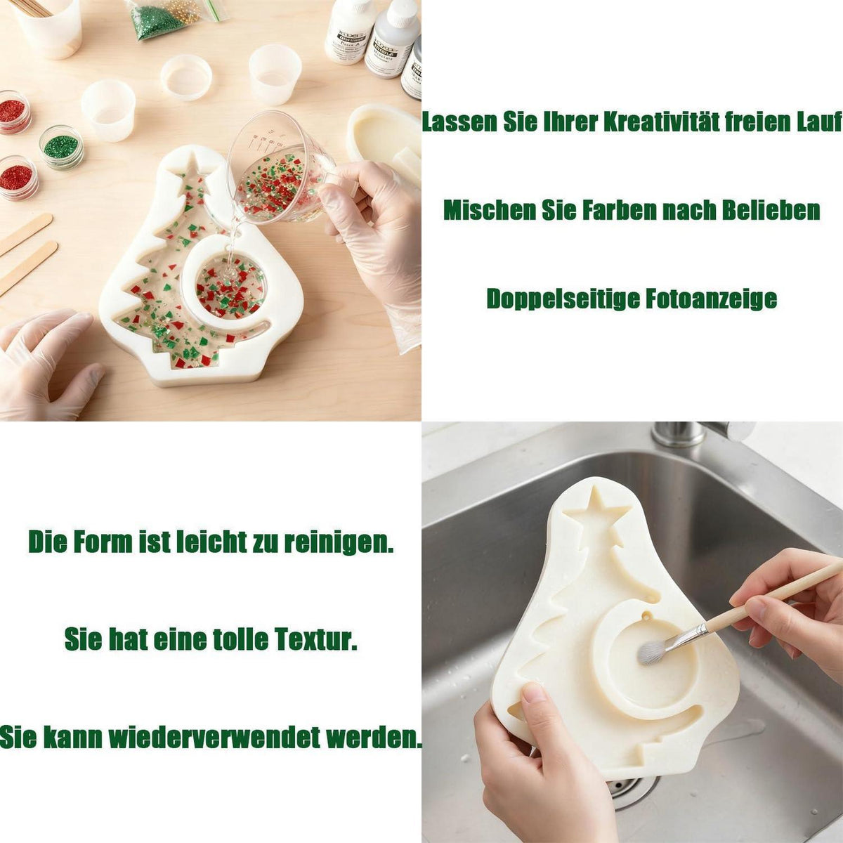 Epoxidharz Form Weihnachten: Baum & Fotorahmen mit Anhänger