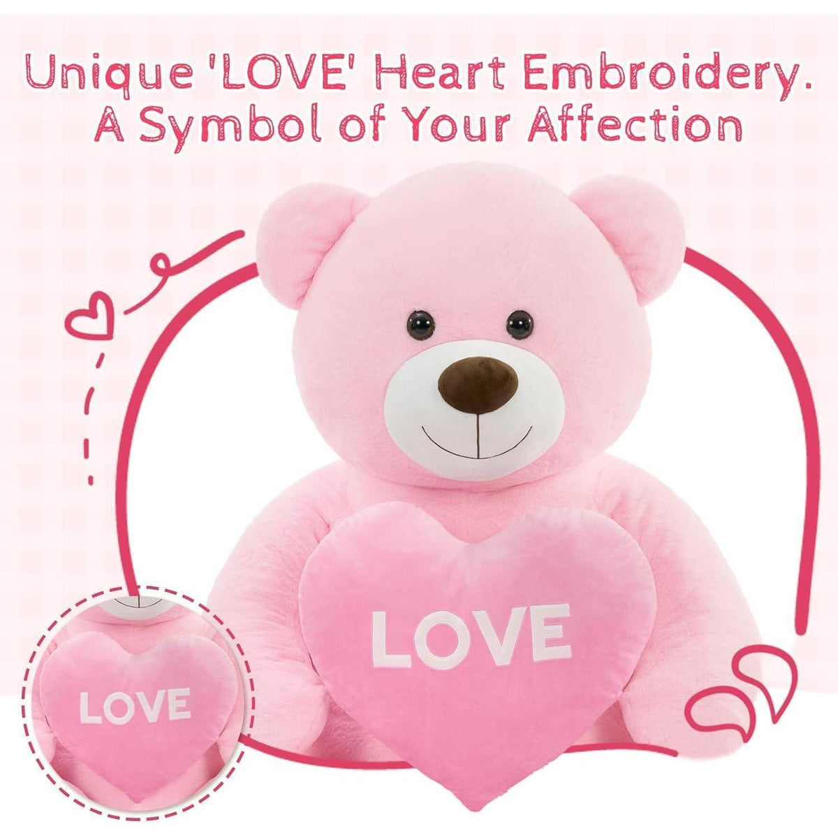 Riesiger 183cm Teddybär mit Herz – Kuscheltier & Valentinstagsgeschenk