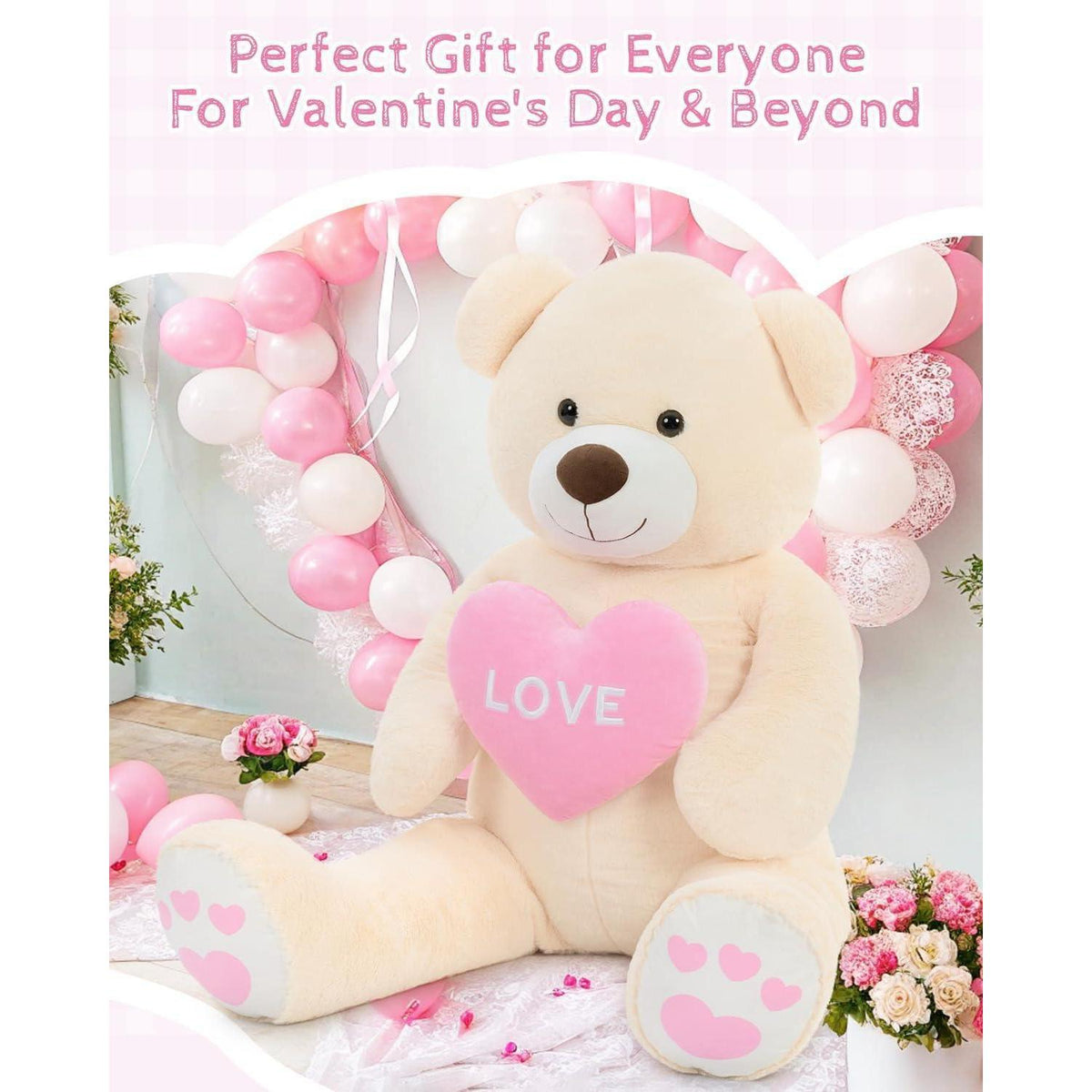 Riesiger Teddybär 130cm mit Herz – Kuscheltier & Valentinstagsgeschenk