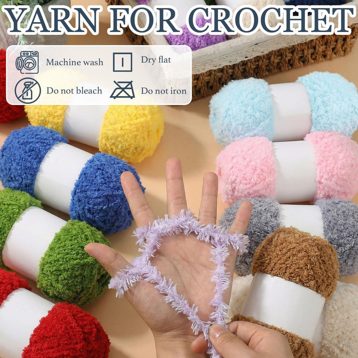 Chenille Wolle 8x50g - Flauschgarn für Decken & Amigurumi Lila