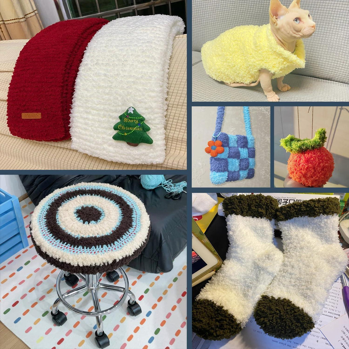 Chenille Wolle 8x50g - Flauschgarn für Decken & Amigurumi Lila
