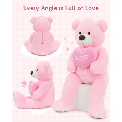 Riesiger 130cm Teddybär mit Herz – Kuscheltier & Valentinstagsgeschenk