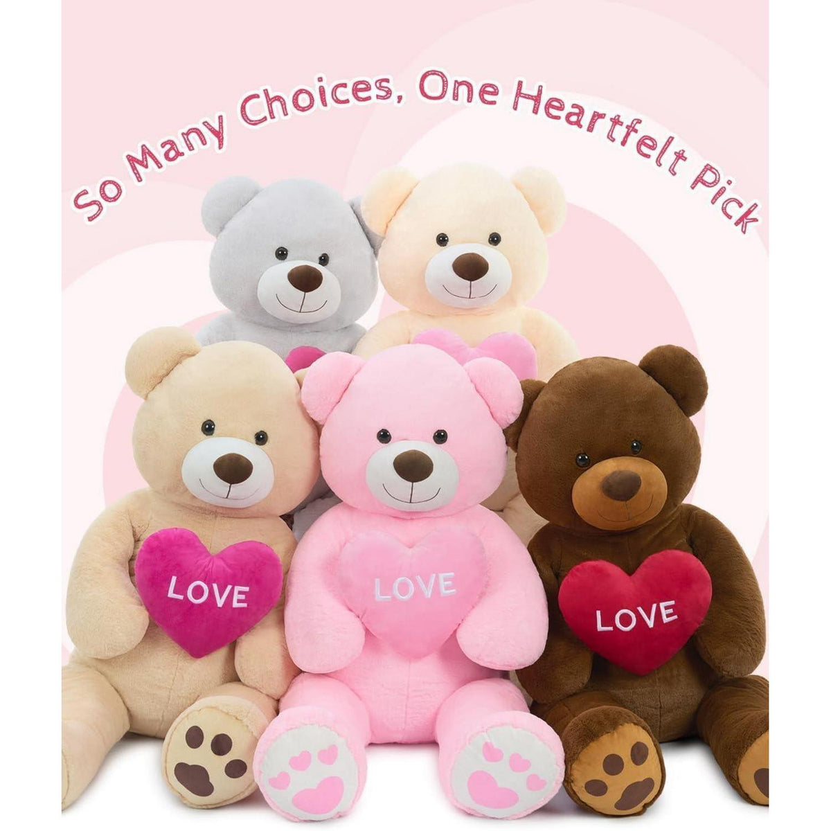 Riesiger 130cm Teddybär mit Herz – Kuscheltier & Valentinstagsgeschenk