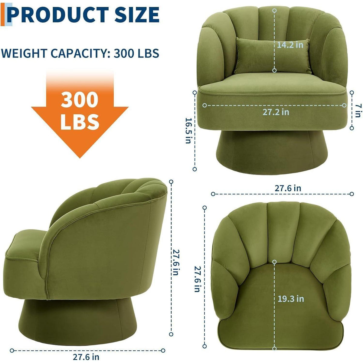 Sessel Relaxsessel Smaragdgrün – 360° Drehbar & Bequem