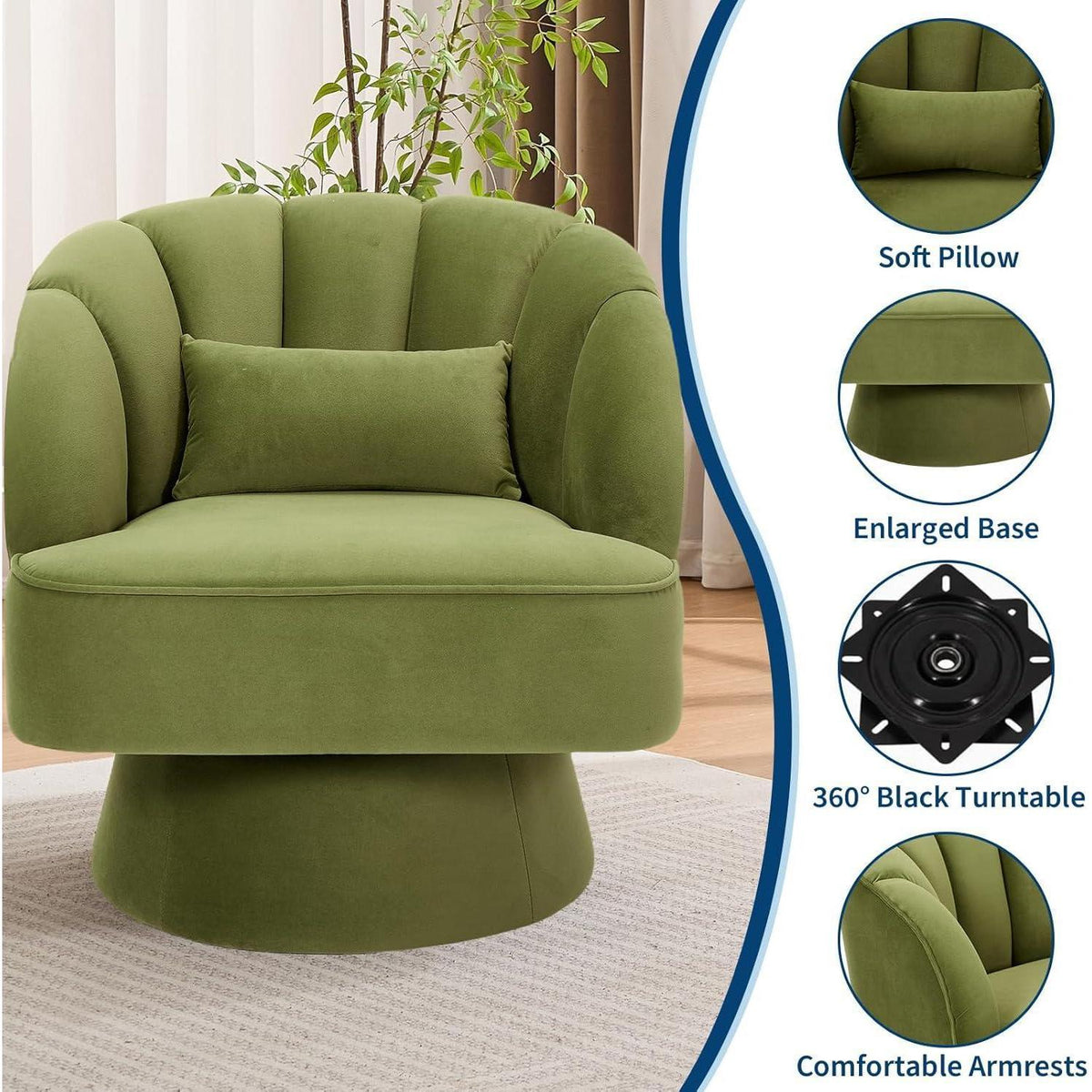 Sessel Relaxsessel Smaragdgrün – 360° Drehbar & Bequem