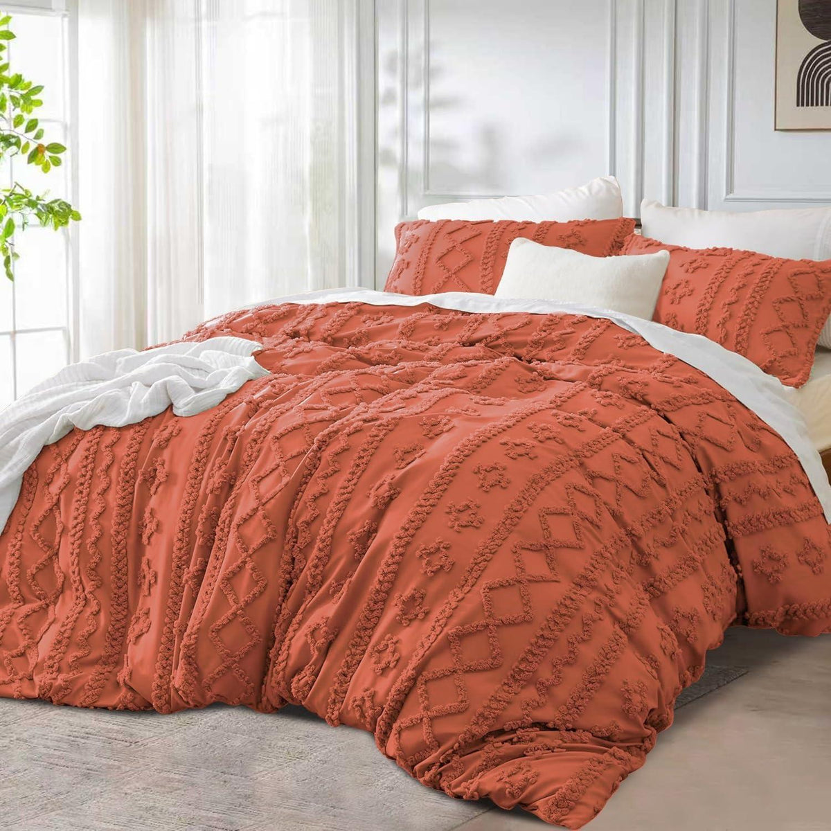 Boho Bettwäsche-Set 135x200 cm Terracotta Getuftet