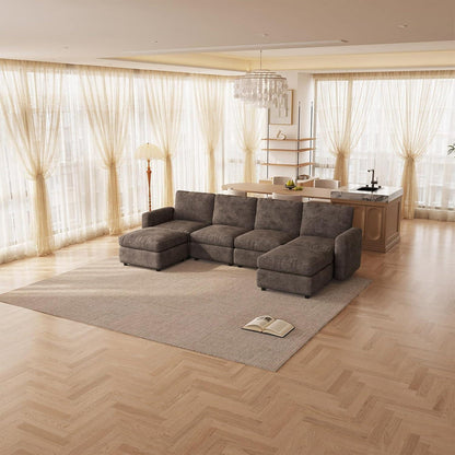 Modulares Cloud Sofa – Weiches Wohnzimmer Sofa mit Ottomanen