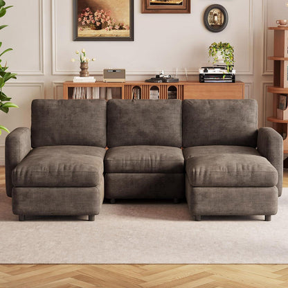 Modulares Cloud Sofa – Weiches 5-Sitzer Sofa mit Ottomanen