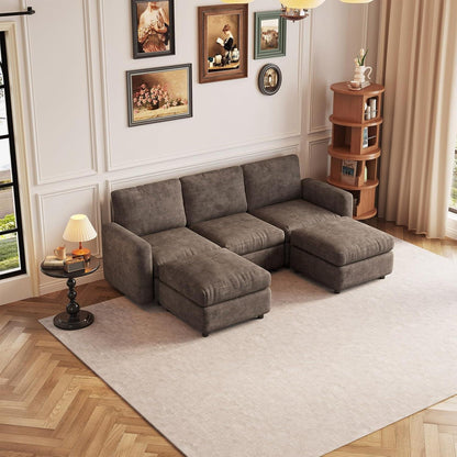 Modulares Cloud Sofa – Weiches 5-Sitzer Sofa mit Ottomanen