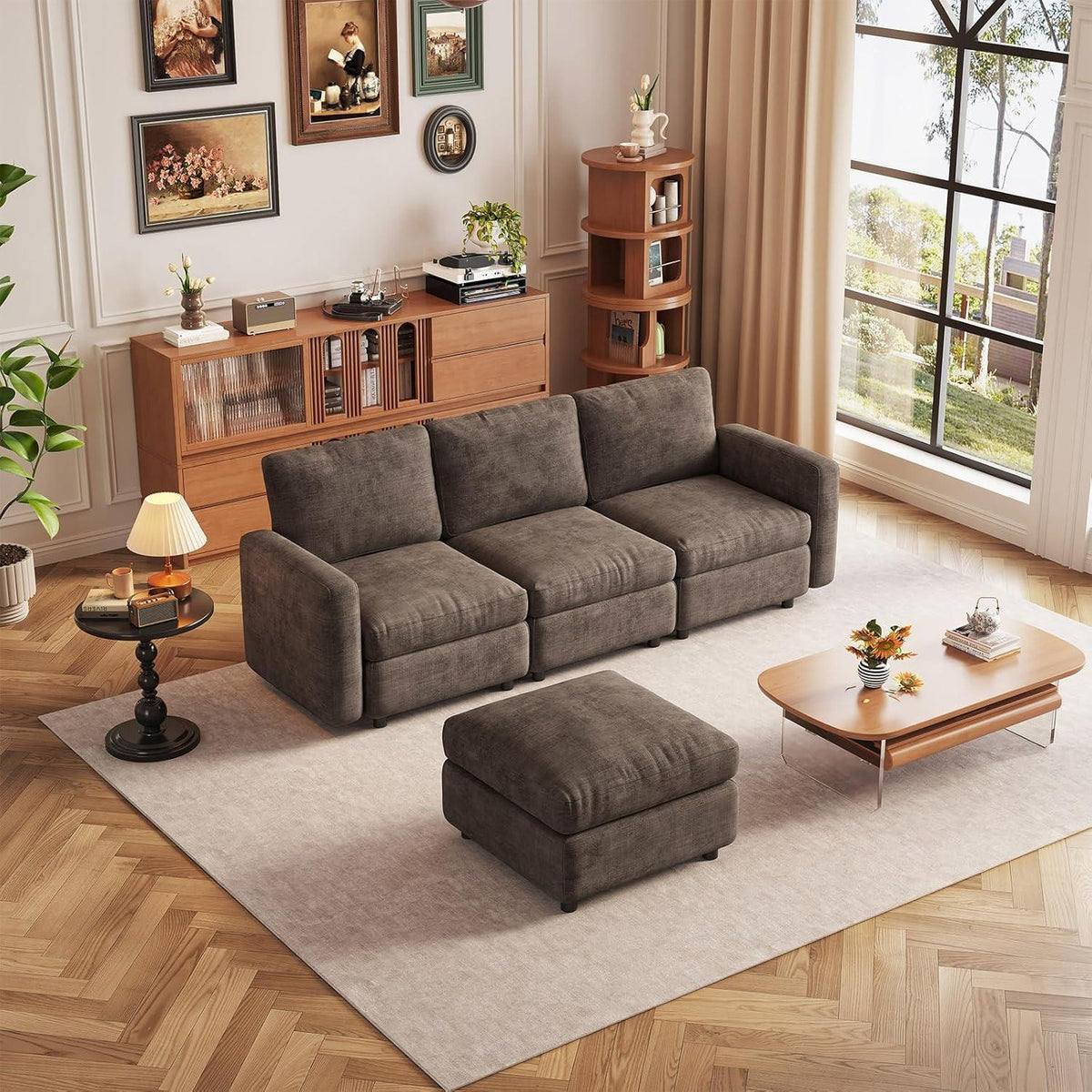 Modulares Cloud Sofa – Weiches 4-Sitzer Sofa mit Ottomanen