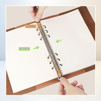 A6 Ringbuch – Notizbuch mit Papier, Taschen & Teilern in Lederoptik