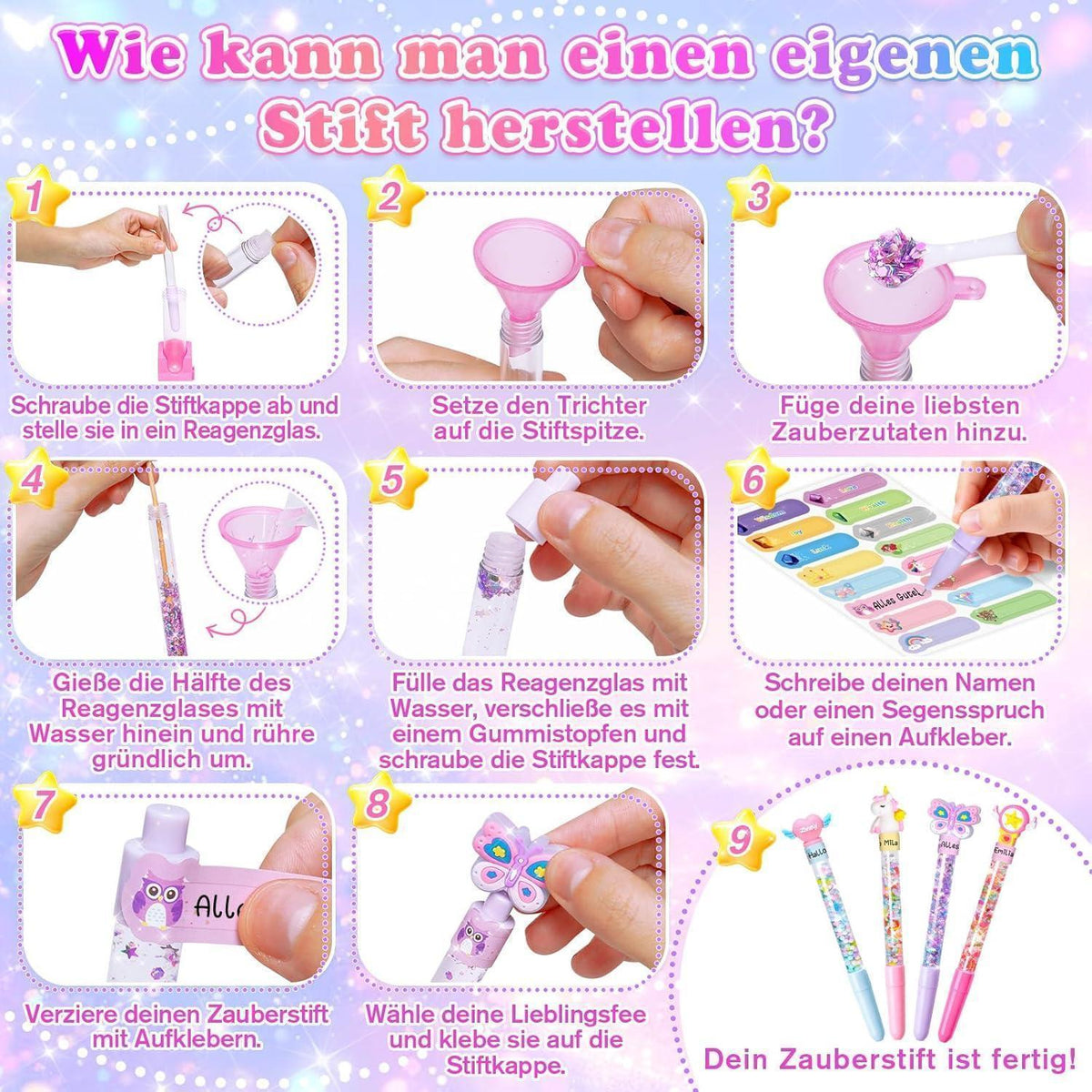 Bastelset Stifte Selber Machen für Kinder 5-12 Jahre | Geschenk Mädchen