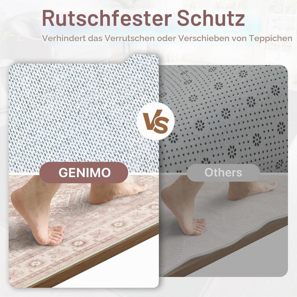 Vintage Teppich 200x290 cm – Altrosa Beige – Wohnzimmerteppich