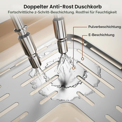 Freistehende Duschablage 4-fach rostfrei mit Haken