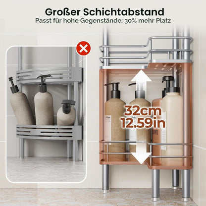 Freistehende Duschablage 4-fach rostfrei mit Haken