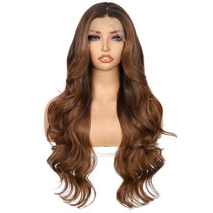 Braune Körperwelle Spitze Front Perücke | Synthetisch, 26 Zoll, Ombre