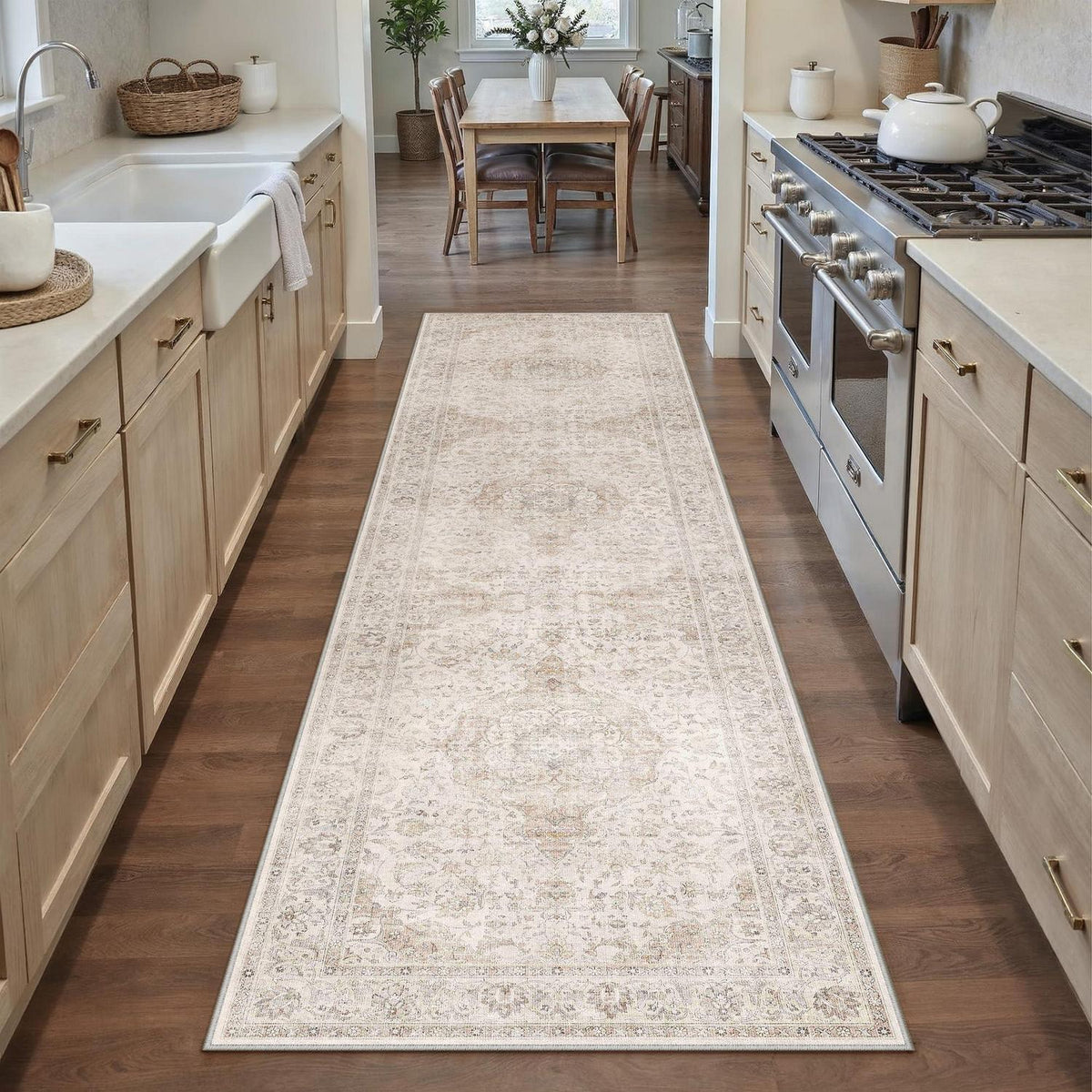 Waschbarer Läufer Beige Vintage 60x240cm – PureCozy
