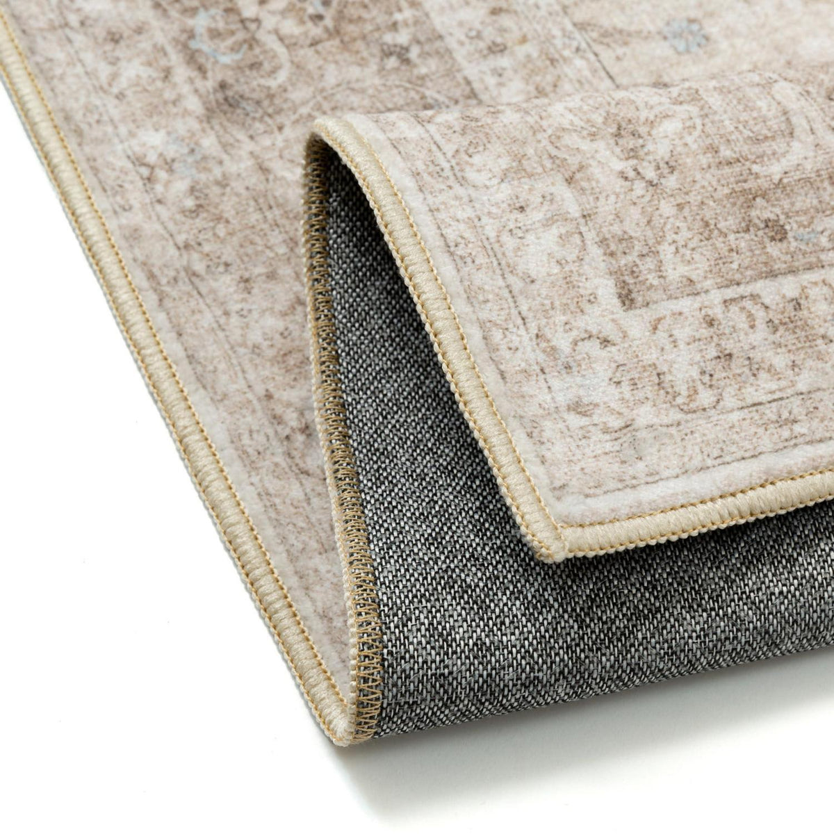 Waschbarer Wohnzimmerteppich Beige 200x300cm Vintage Kurzflor