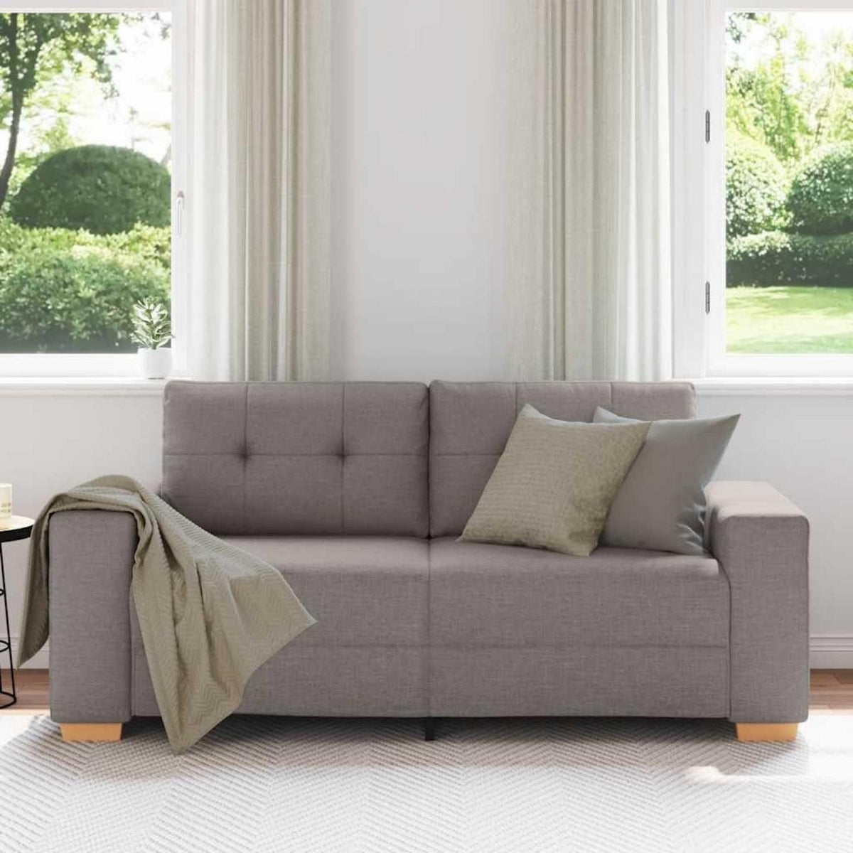 Modernes Sofa Taupe – Stoff Sessel für Wohnzimmer 140cm