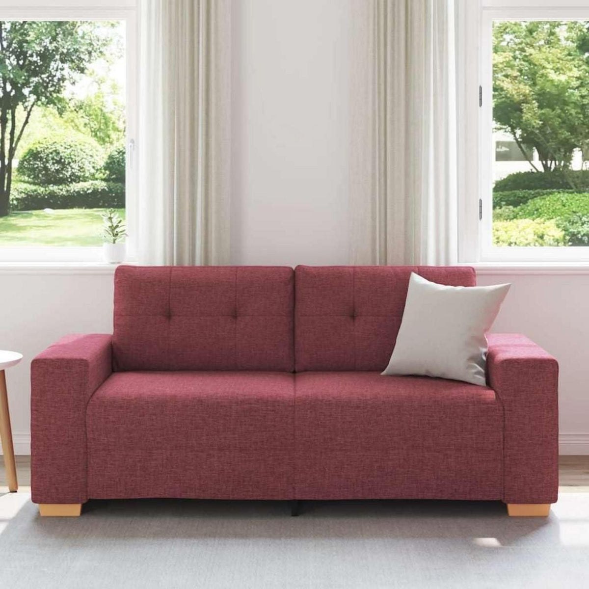 Modernes Sofa Weinrot – Stoff Sessel 140 cm Wohnzimmer