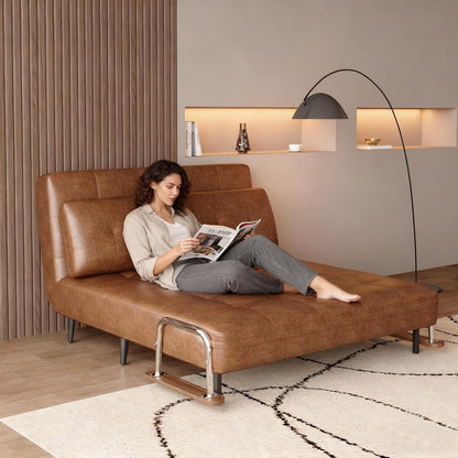 Braunes Schlafs Sofa in Lederoptik – 150 cm