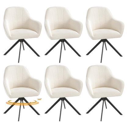 Drehbarer Esszimmerstuhl Set Beige | Polsterstuhl mit Armlehne & Kissen