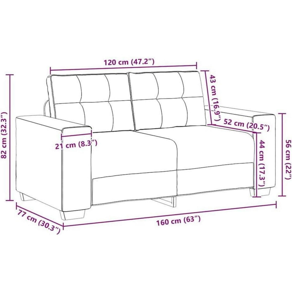 Modernes Sofa Dunkelgrau – Stoffsofa für Wohnzimmer 120cm