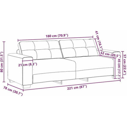Modernes Sofa Wolkengrau 180 cm – Bequemes Wohnzimmer Sofa