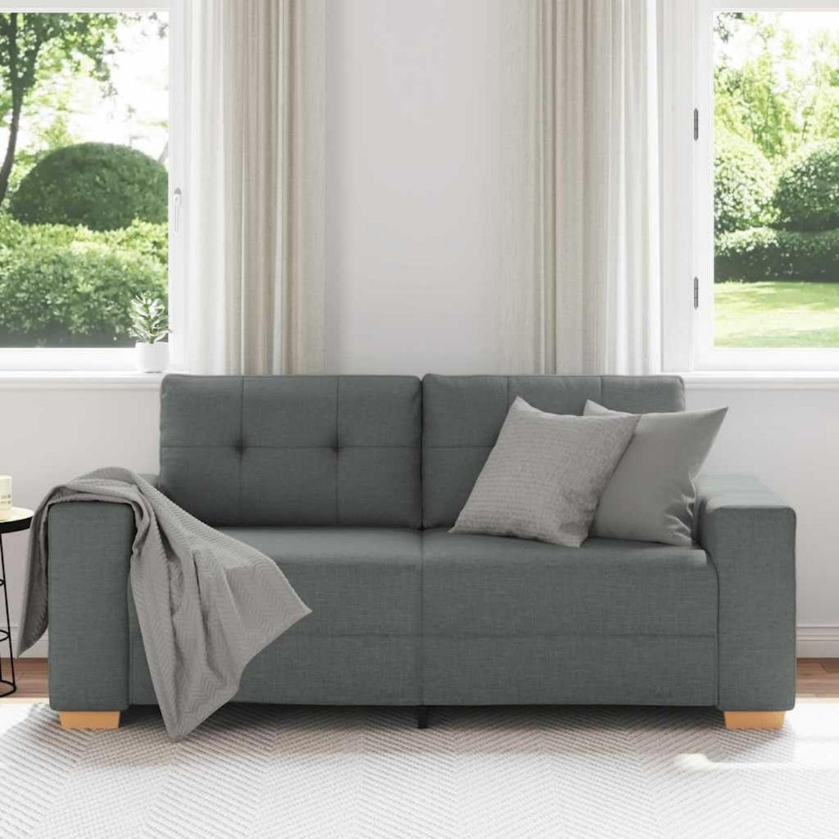 Modernes Sofa Dunkelgrau – Stoffsofa für Wohnzimmer 140cm