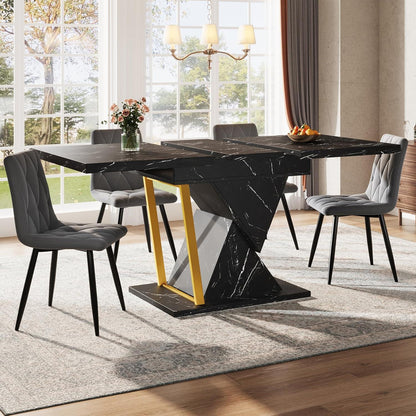 Ausziehbarer Esstisch Holz 110-140 cm mit Marmoroptik