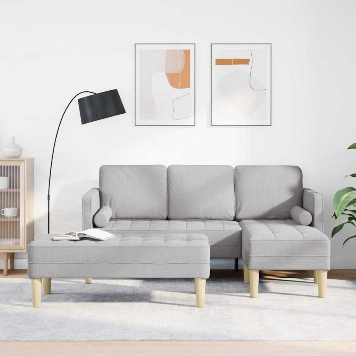 L-förmiges Ecksofa Wolken Grau Stoffsofa 173x131x67cm