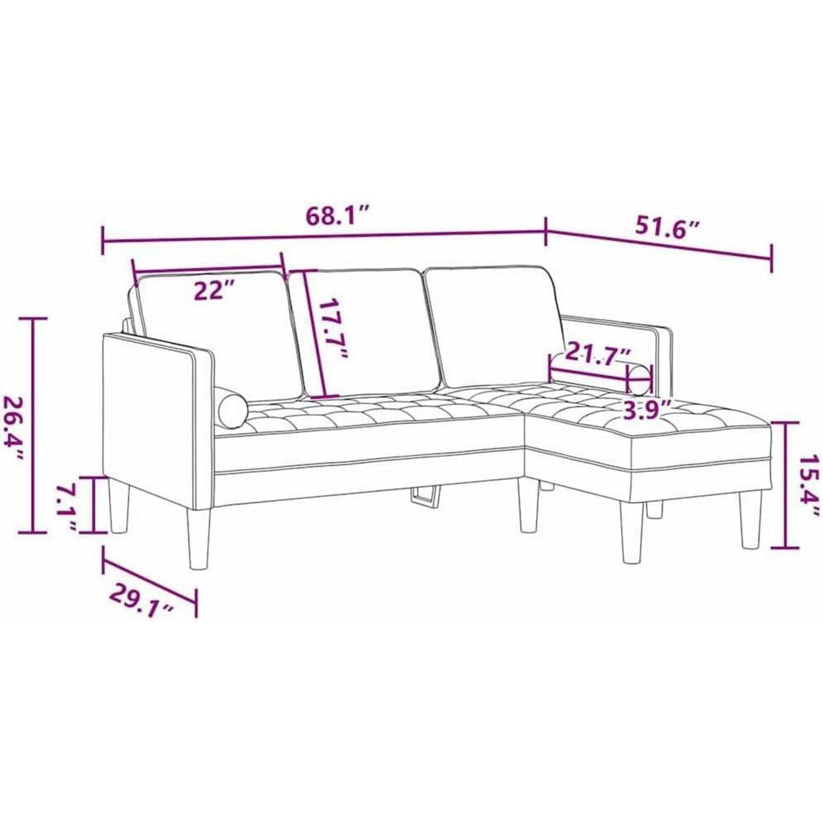 L-förmiges Ecksofa Wolken Grau Stoffsofa 173x131x67cm