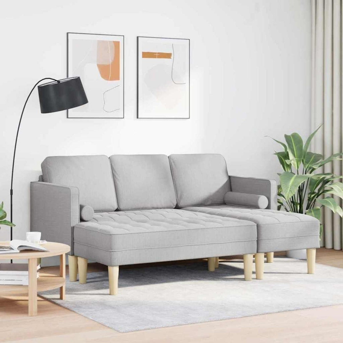 L-förmiges Ecksofa Wolken Grau Stoffsofa 173x131x67cm