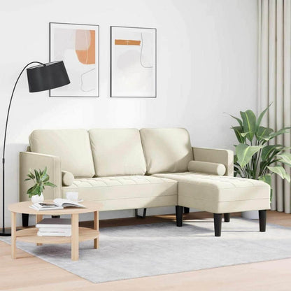 Ecksofa L-Form Creme Samt 173x131x67cm – Modernes Wohnzimmer Sofa