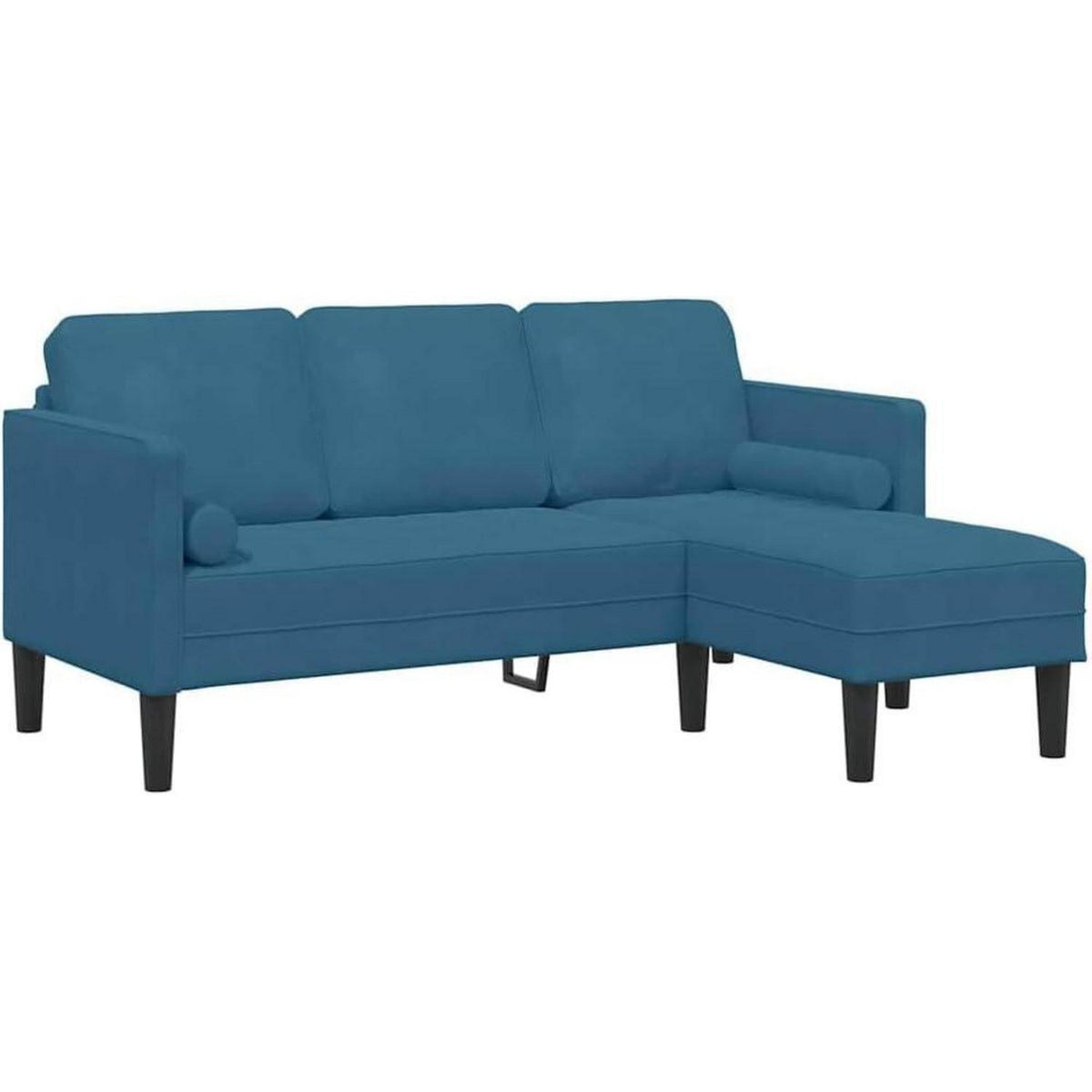 Blaues Ecksofa Samt 173x131x67cm – Modernes Wohnzimmer Sofa