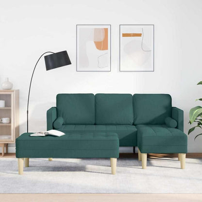 Dunkelgrünes L-förmiges Sofa mit Bank – Modernes Wohnzimmer Sofa