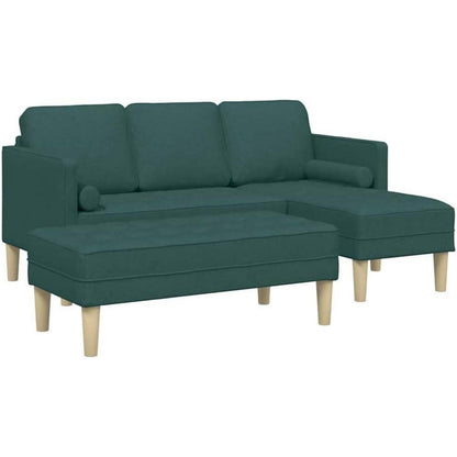 Dunkelgrünes L-förmiges Sofa mit Bank – Modernes Wohnzimmer Sofa