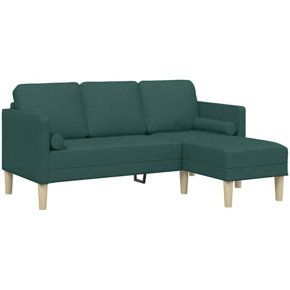 Dunkelgrünes L-förmiges Sofa mit Bank – Modernes Wohnzimmer Sofa